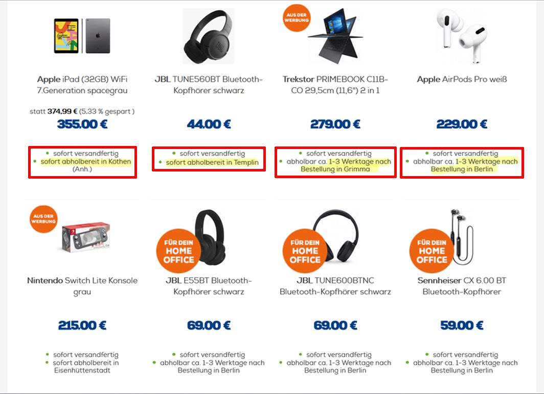 EURONICS Ladenlieferung