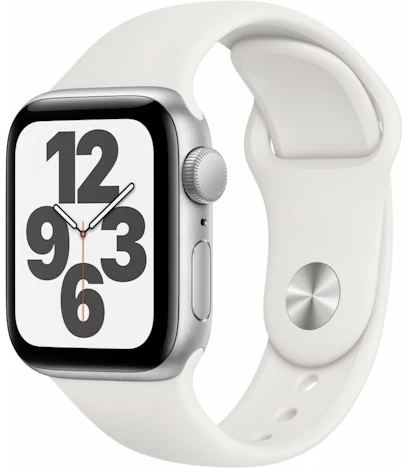 Apple Watch SE für 261€ – 40mm Smartwatch in Silber, mit GPS, Sportarmband in Weiß