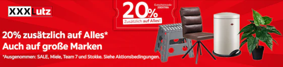 20% Rabatt auf fast alles bei XXXLutz – außer Sale