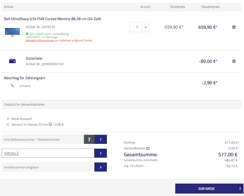 dell-ultrasharp-warenkorb-gutscheincode