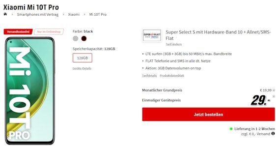 Tarif-Kracherchen! 😮 Xiaomi Mi 10T Pro für 22€ monatlich - 6GB LTE, SMS- Allnet-Flat