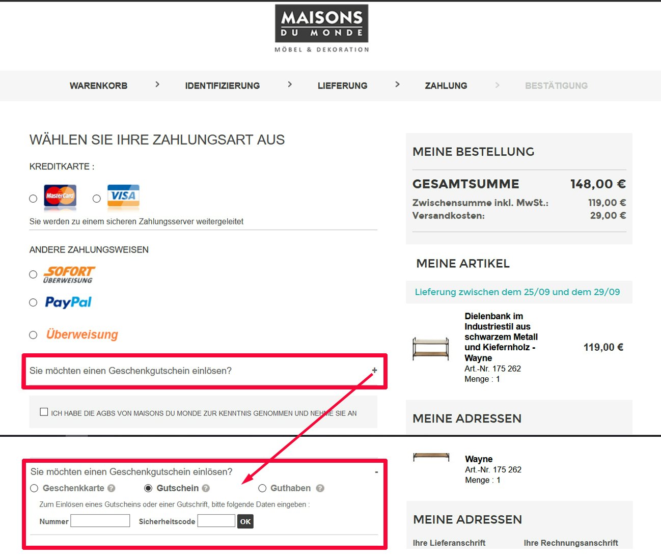 Maisons Du Monde Gutschein einlösen