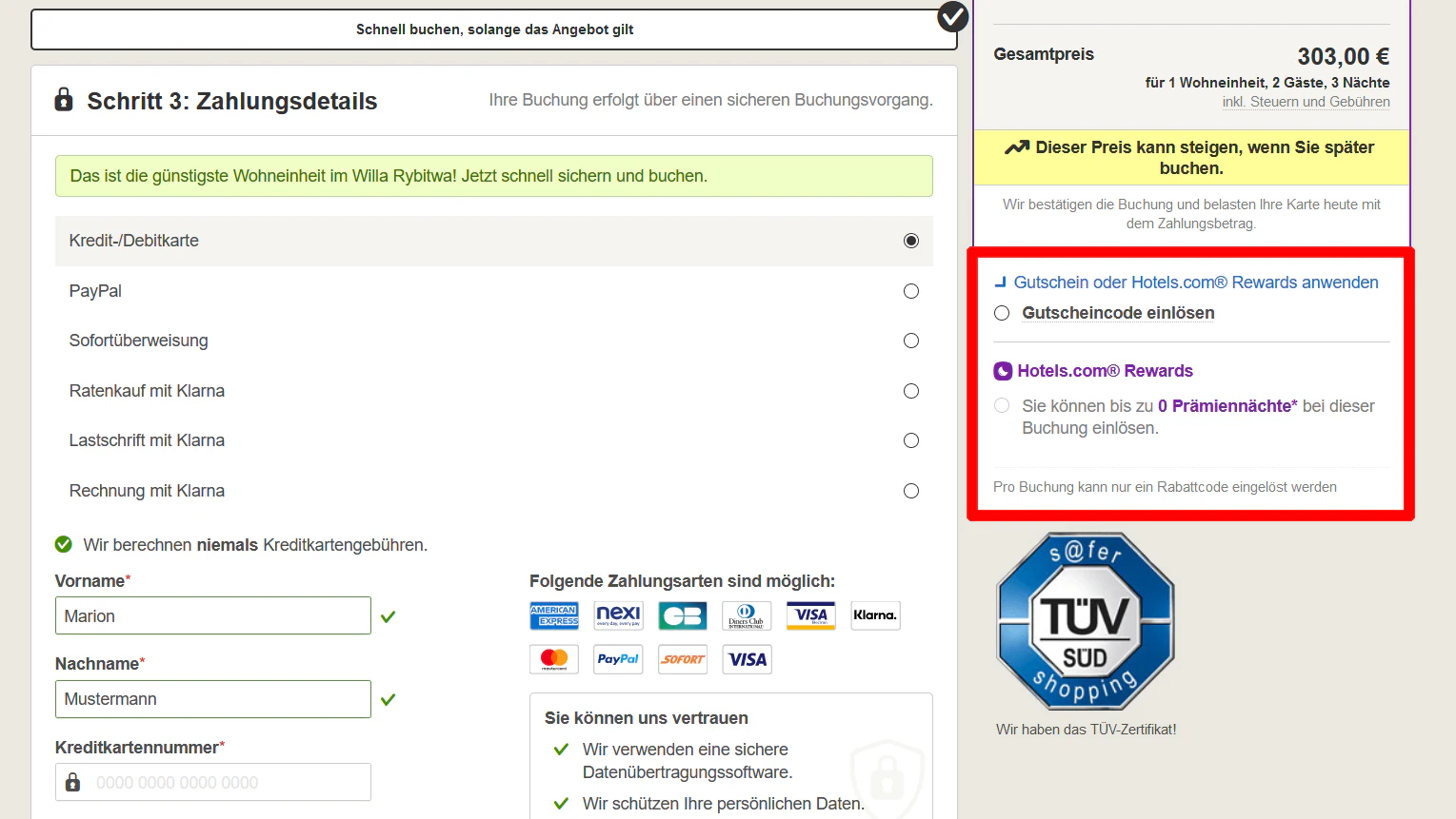 Hotels.com Gutschein einlösen 2