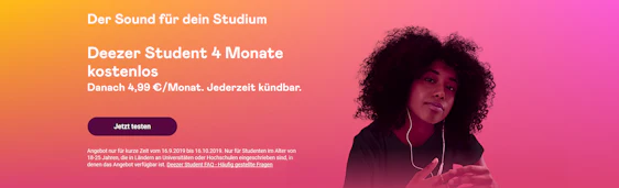 4 Monate Deezer Premium gratis - für Studenten