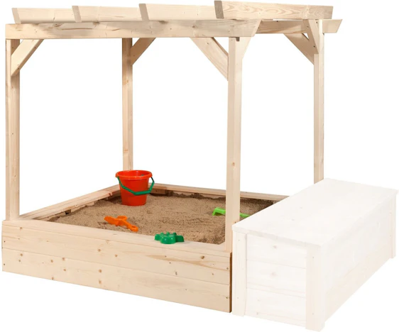 Weka-Pergola und Sandkasten (125 x 120cm) für 80€ – aus Fichtenholz