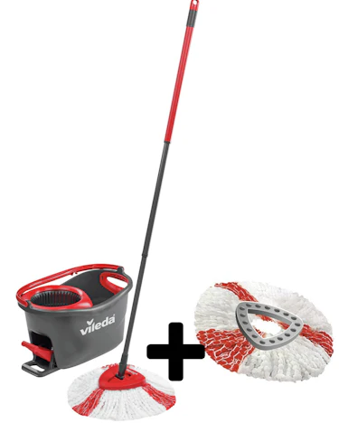 Vileda Easy Wring & Clean Turbo + Ersatzwischkopf für 33€ – Bodenwischer-Set mit 2 Bezügen, für alle Böden