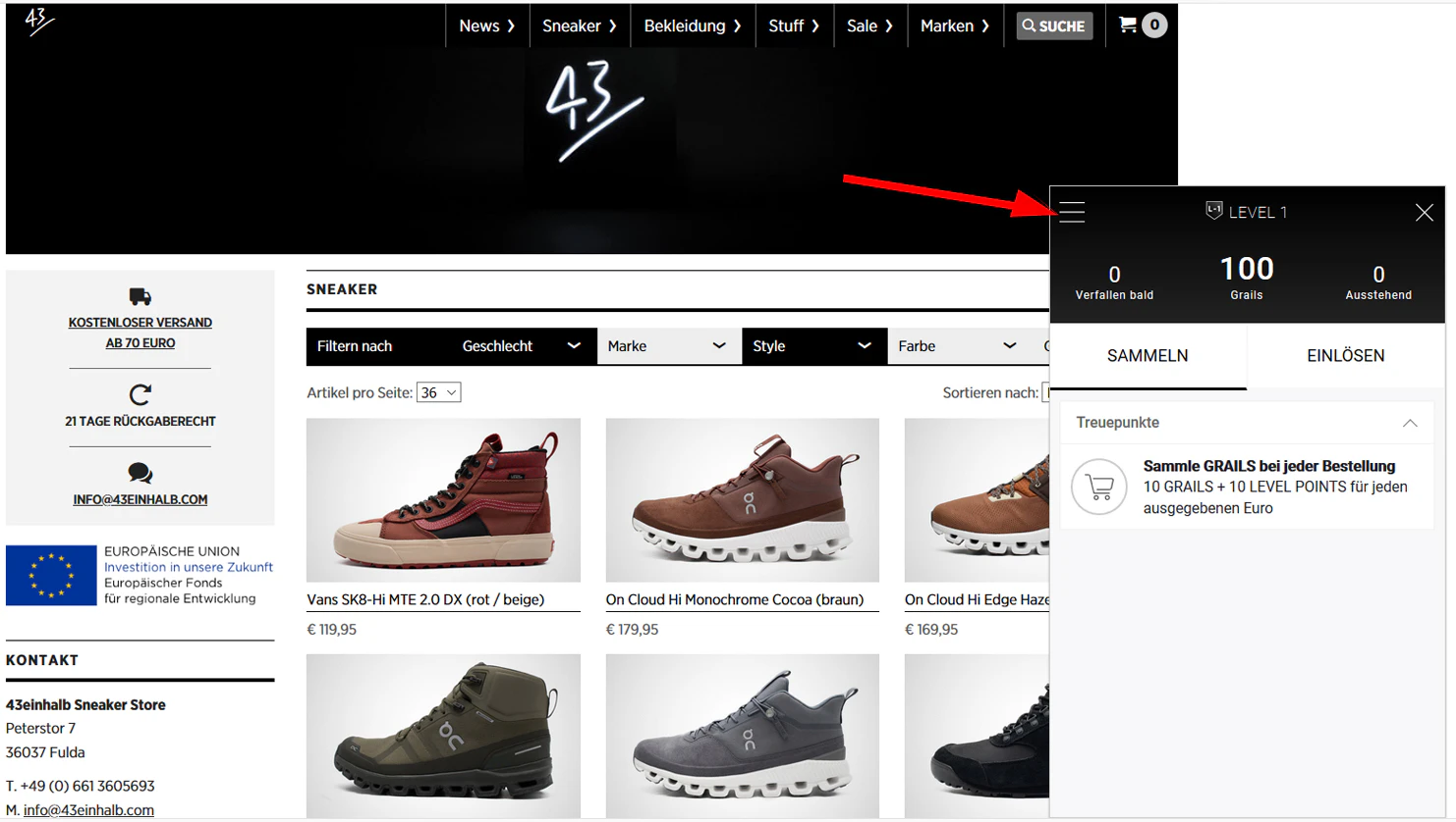 Grails & More Menü