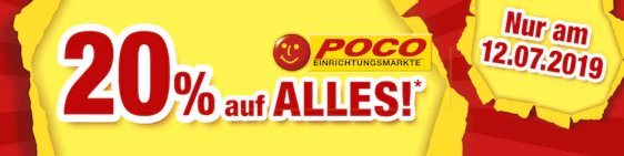 Nur heute! 20% auf Alles bei POCO – günstige Möbel, Heimtextilien, Teppiche & Co.