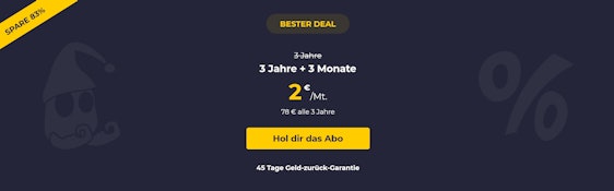 77% Rabatt + 3 Monate gratis! 3 Jahre CyberGhost VPN für 2€ pro Monat – für bis zu sieben Geräte gleichzeitig