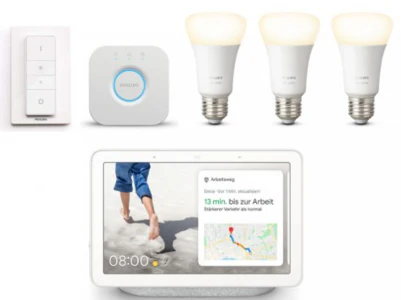 Philips Hue White E27 Starter Kit inkl. Google Nest Hub für 130€