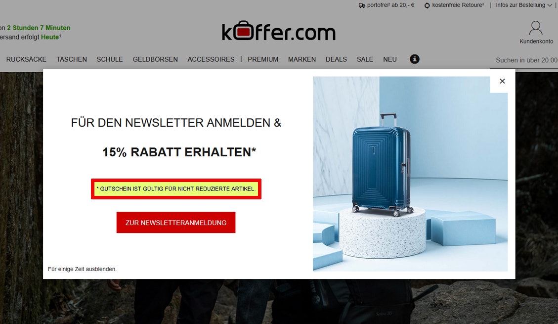 KOFFER.COM Gutscheinbedingungen
