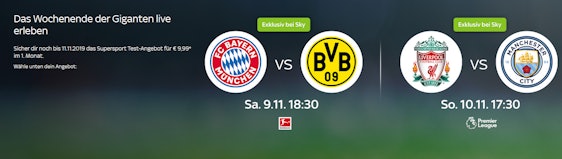 *Vorbei* 1 Monat Sky Supersport Ticket für 9,99€ » z. B. Bayern vs. Dortmund ⚽