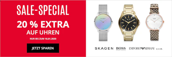 20% Extra-Rabatt auf Uhren im Christ Sale Special - z. B. Emporio Armani Herrenuhr für 87€