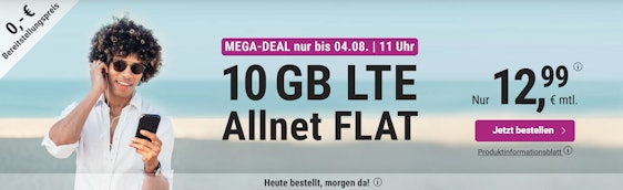 Simplytel LTE 10000 für 12,99€/Monat - 10GB LTE, Allnet- und SMS-Flat, 24 Monate Laufzeit