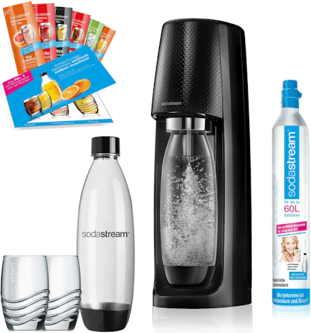 SodaStream Easy Promopack für 48€ - Trinkwassersprudler mit 2 PET-Flaschen, 2 Gläsern & 6 Sirupproben