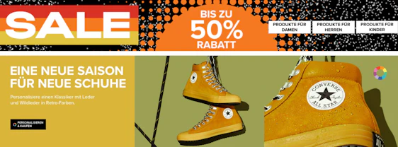 Bis zu 50% Rabatt im Sale bei Converse - jetzt mit 20% Extra-Rabatt