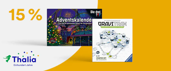 Nur bis morgen! 15% Rabatt bei Thalia.de – gültig für Spielwaren & nicht preisgebundene Bücher 📚