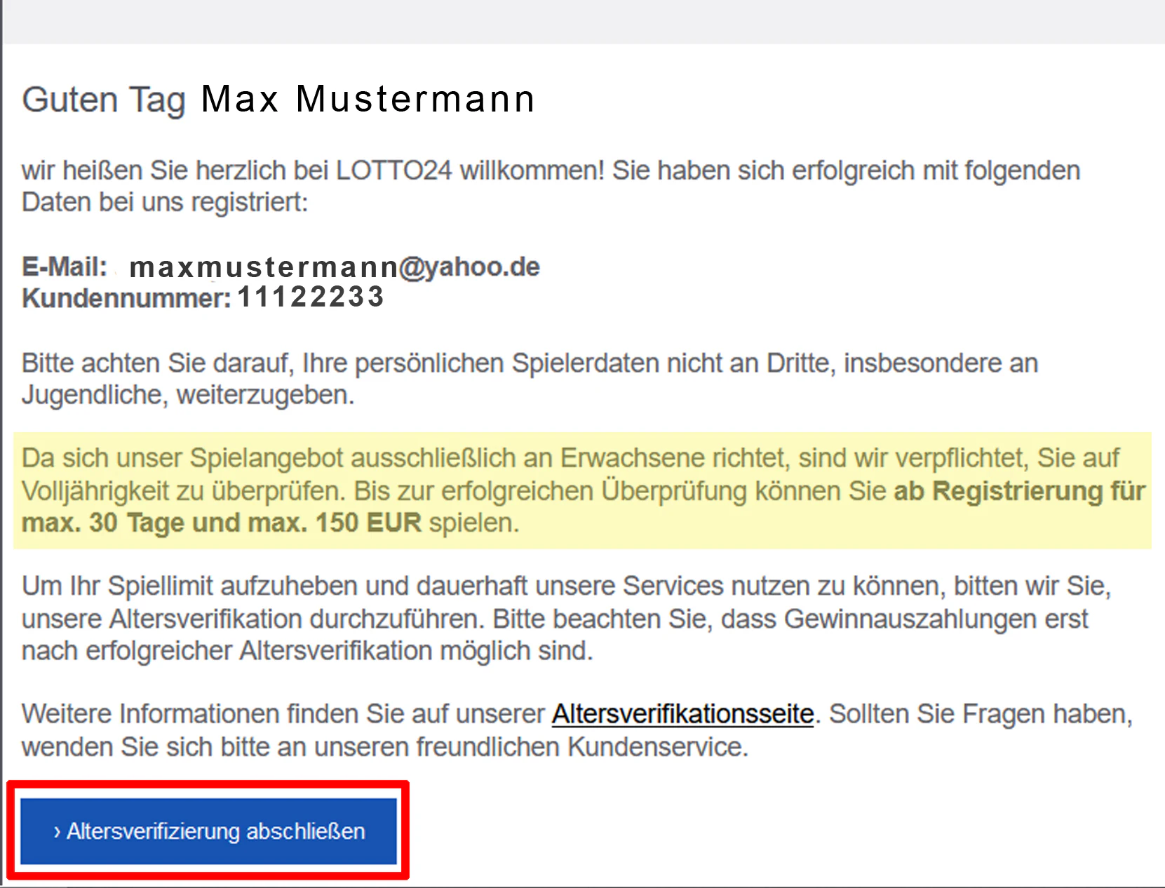 Anmeldung bei Lotto24 bestätigen