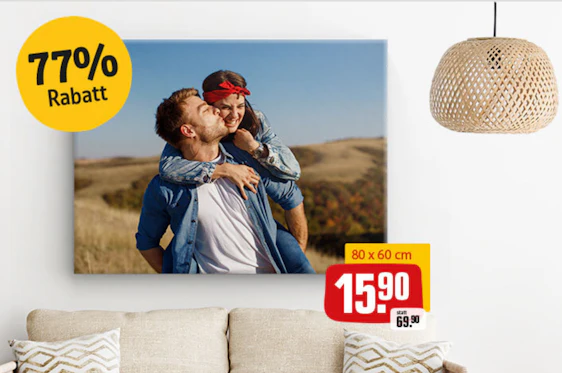 Fotoleinwand 80x60cm für 23€ - mit Wunschmotiv auf Echtholz-Keilrahmen