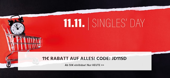 11€ Singles' Day Rabatt ab 50€ MB bei Jeans Direct - für Hosen, Jacken, Shirts und mehr